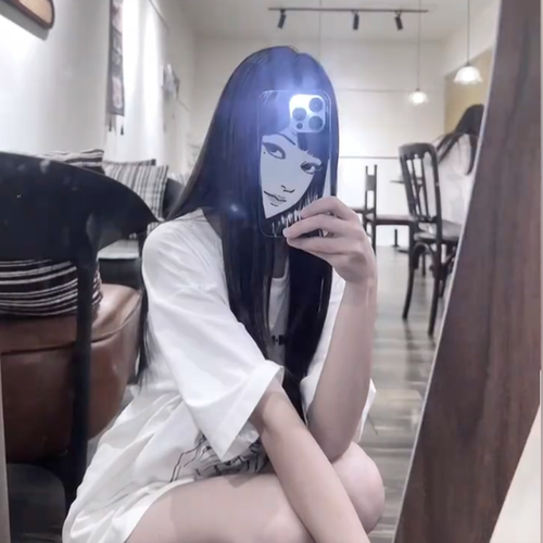 川上富江手机壳挡脸个性漫画