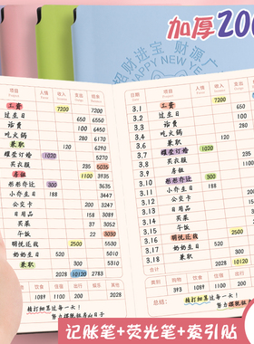 儿童记账本手帐明细账加厚2025年新款招财猫现金日理财家庭用每日常开支生活收纳袋高颜值零花存钱本家用账本