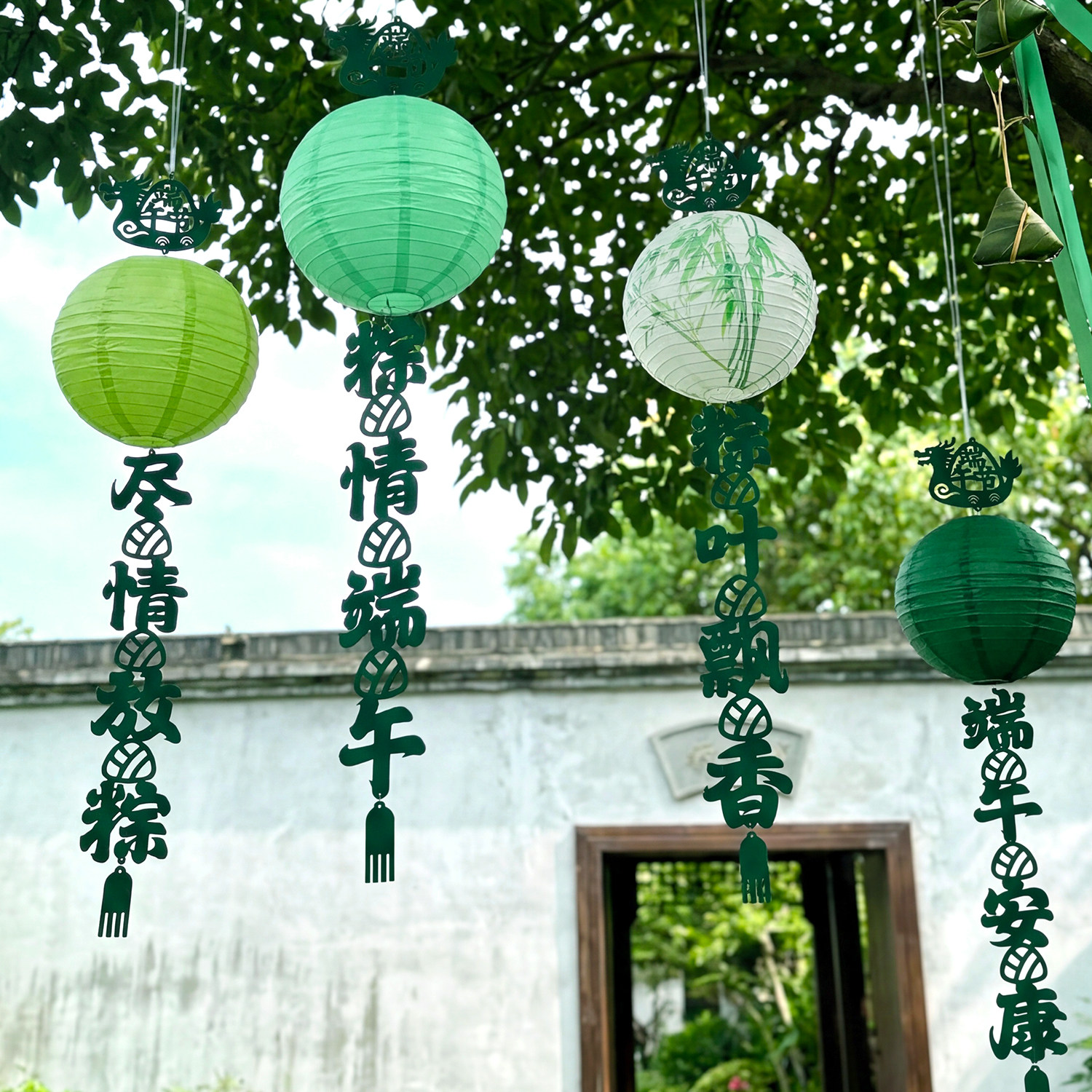 端午节毛毡布三角粽灯笼挂件商场门店户外防雨活动用粽子龙舟吊饰