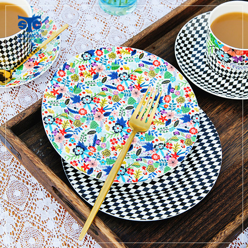 斯达高Stechcol 爱丽丝的花园骨瓷餐盘西式餐具瓷器套装碗碟家用