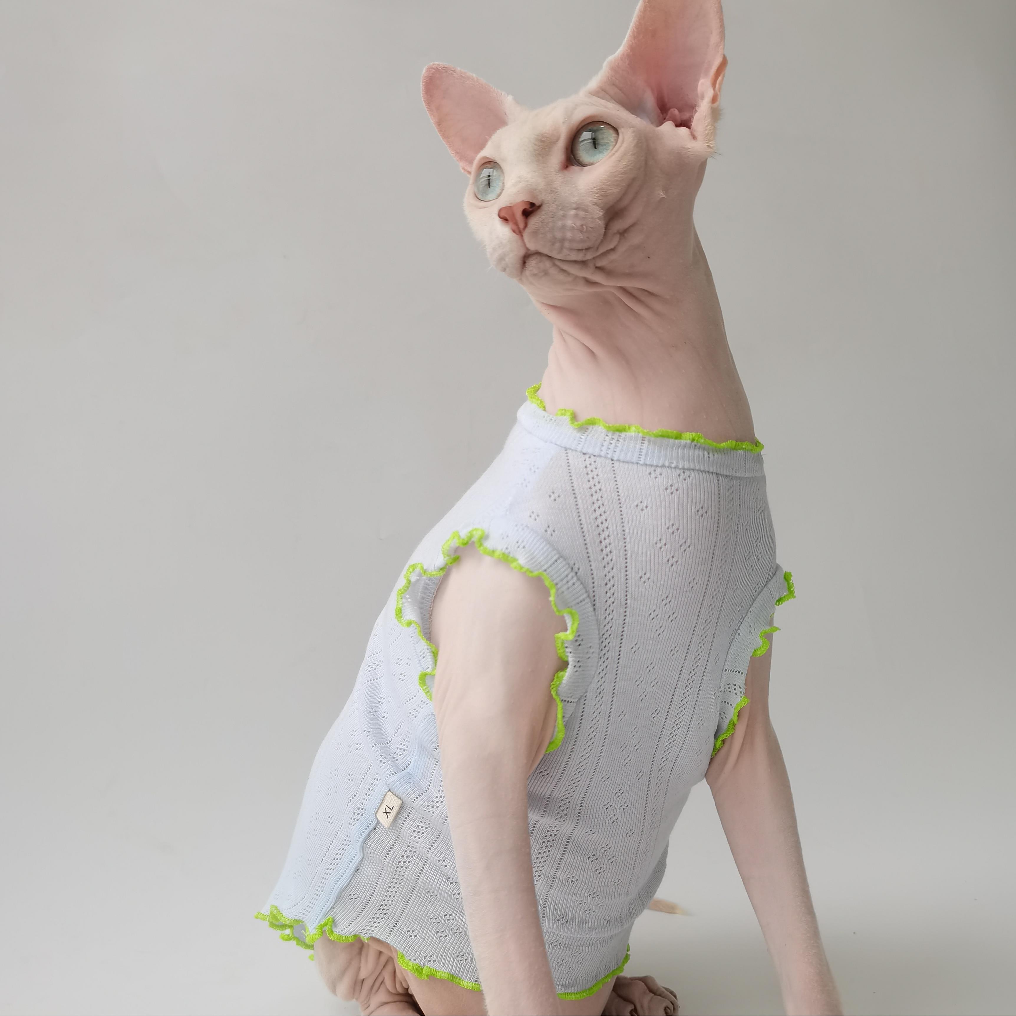 夏季新品超薄款纯棉背心婴儿面料清爽透气斯芬克斯无毛猫德文衣服