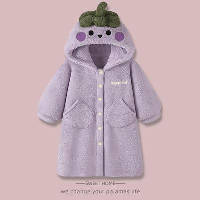 冬季睡袍女珊瑚绒加绒加厚春秋款浴连帽大码孕妇可外穿法兰绒睡衣