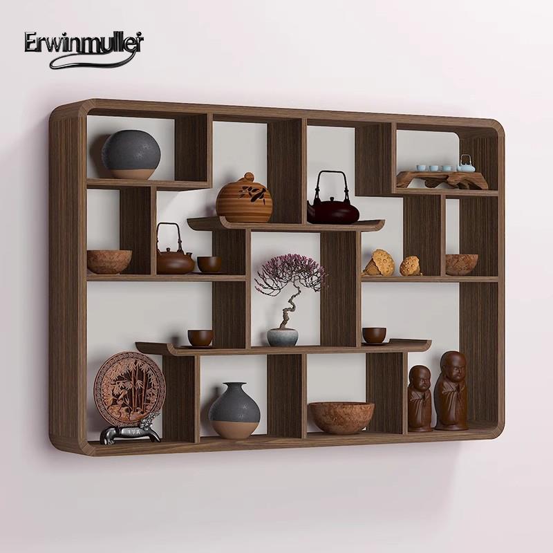 实木中式博古架茶架墙上壁挂茶具茶杯茶壶挂墙多宝阁壁挂式置物架