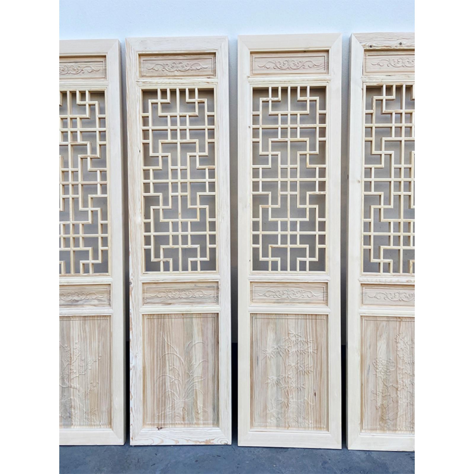 东阳木雕彷古门窗中式隔断玄关覆古屏风实木花格镂空格栅雕花装饰