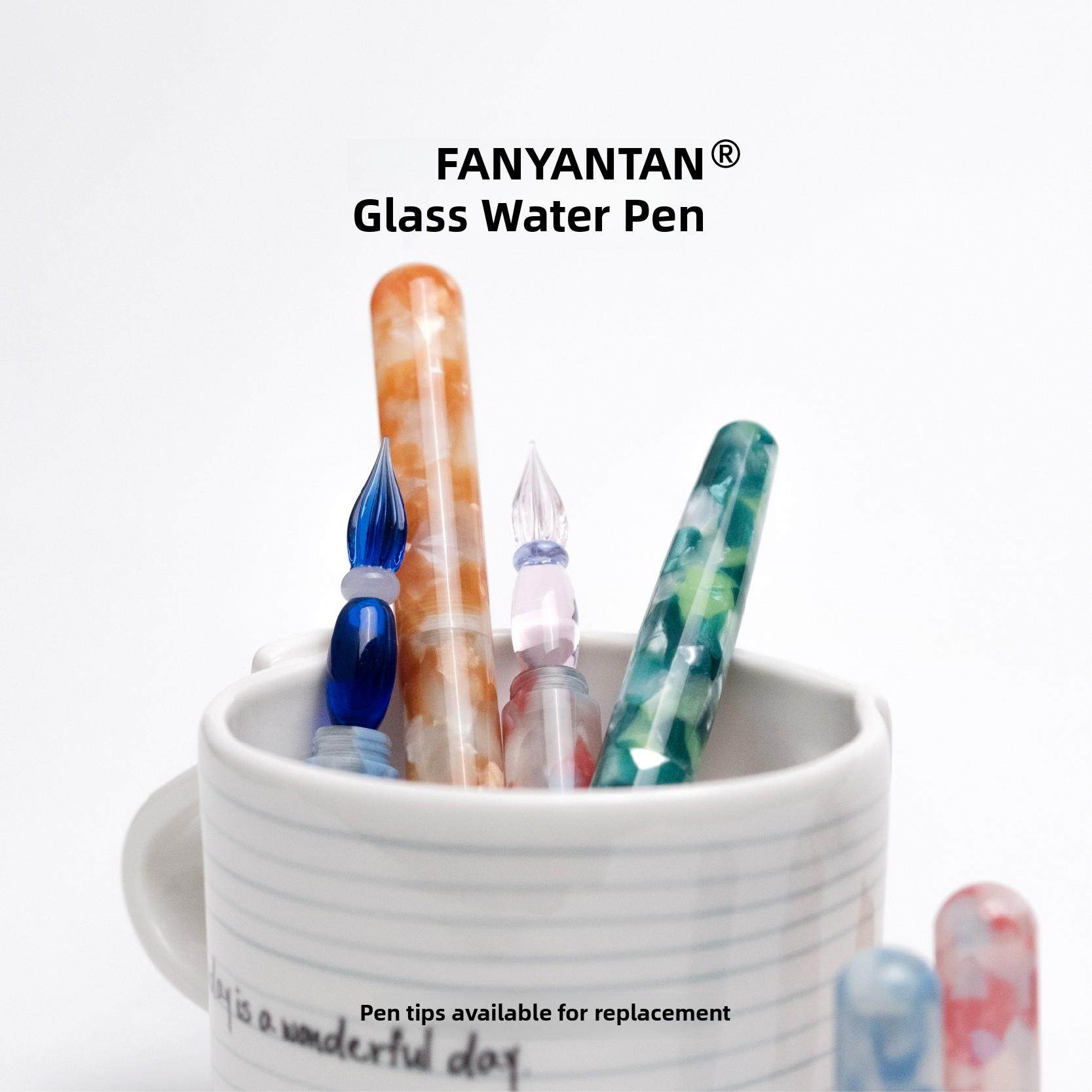 彷盐潭彷盐玻璃蘸墨笔创意彩墨试色笔亚克力笔体玻璃笔头