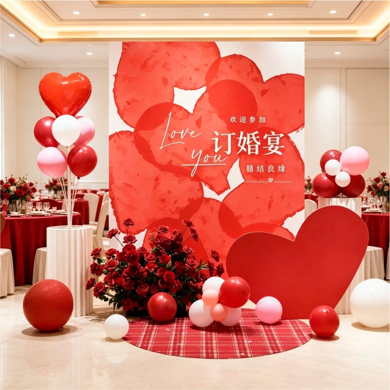 订婚礼结婚现场婚庆迎宾牌kt板答谢宴场景布置装饰品留影区背景墙