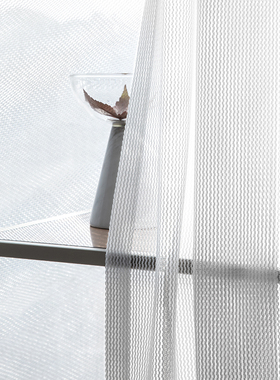 FUJU馥居透光不透人防晒日式简约网纹客厅卧室阳台飘窗白色纱窗帘