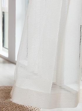 FUJU个性镂空窗纱帘棉麻质感厅窗帘ins风美式乡村民宿文艺风纱帘