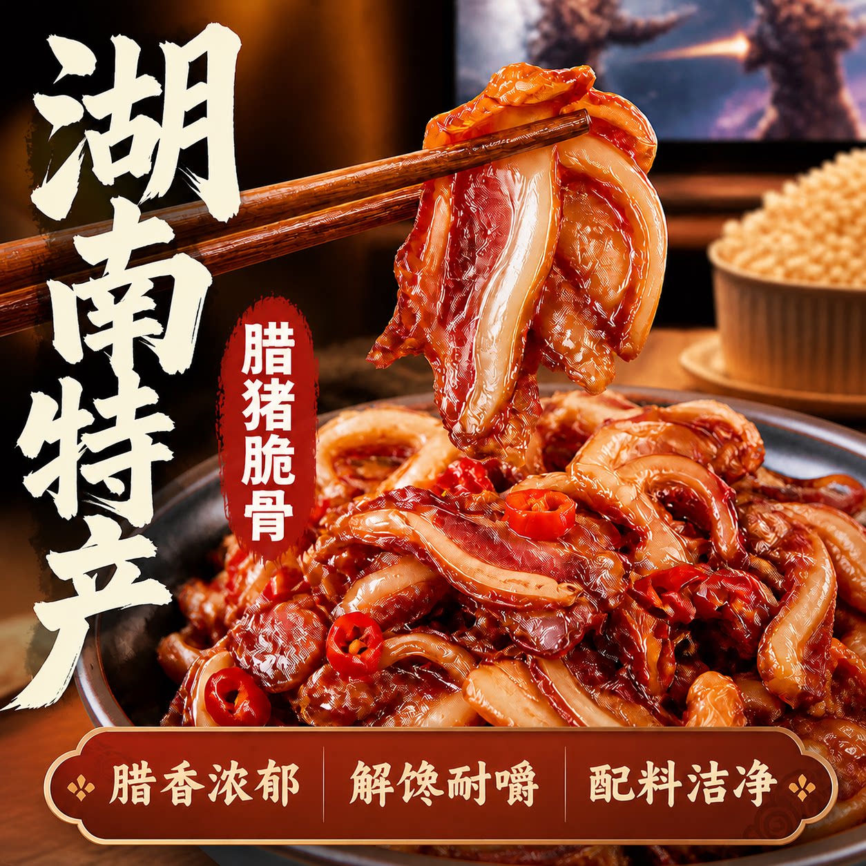 湖南热销100万袋无添加腊猪脆骨图片