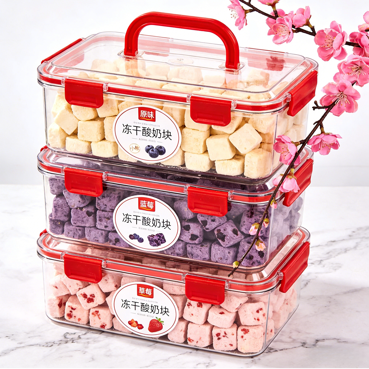 冻干酸奶块水果干无添加草莓干冻干果粒块解馋超好吃的网红小零食
