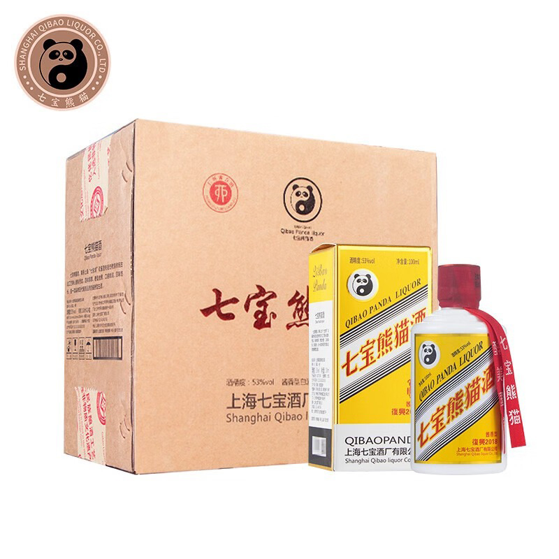 【顺丰包邮】上海七宝熊猫 整箱24瓶非遗白酒酱香型53度l年货送礼