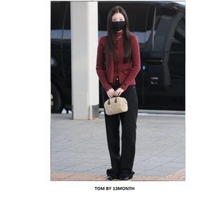 13month|虞书欣同款rick秋冬黑色细织羊毛牛仔裤| 直筒长裤05198