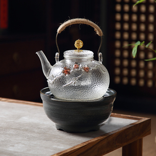 风煮茶器套装 电陶炉煮茶炉小型家用中式 煮茶壶烧水壶玻璃壶罐室内