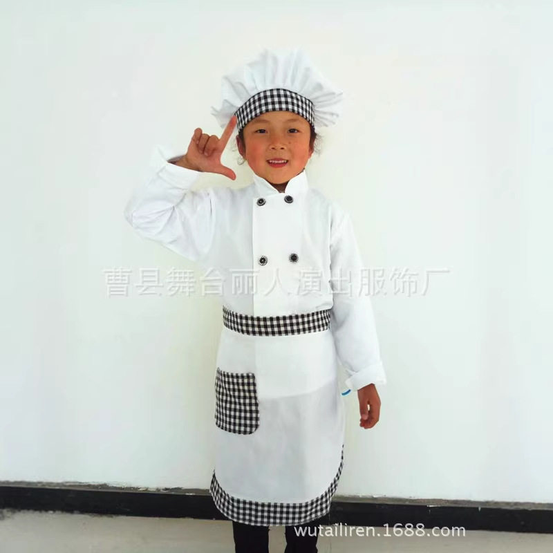 儿童厨师服装幼儿演出扮演服小厨师帽套装宝宝过家家衣服角色扮演