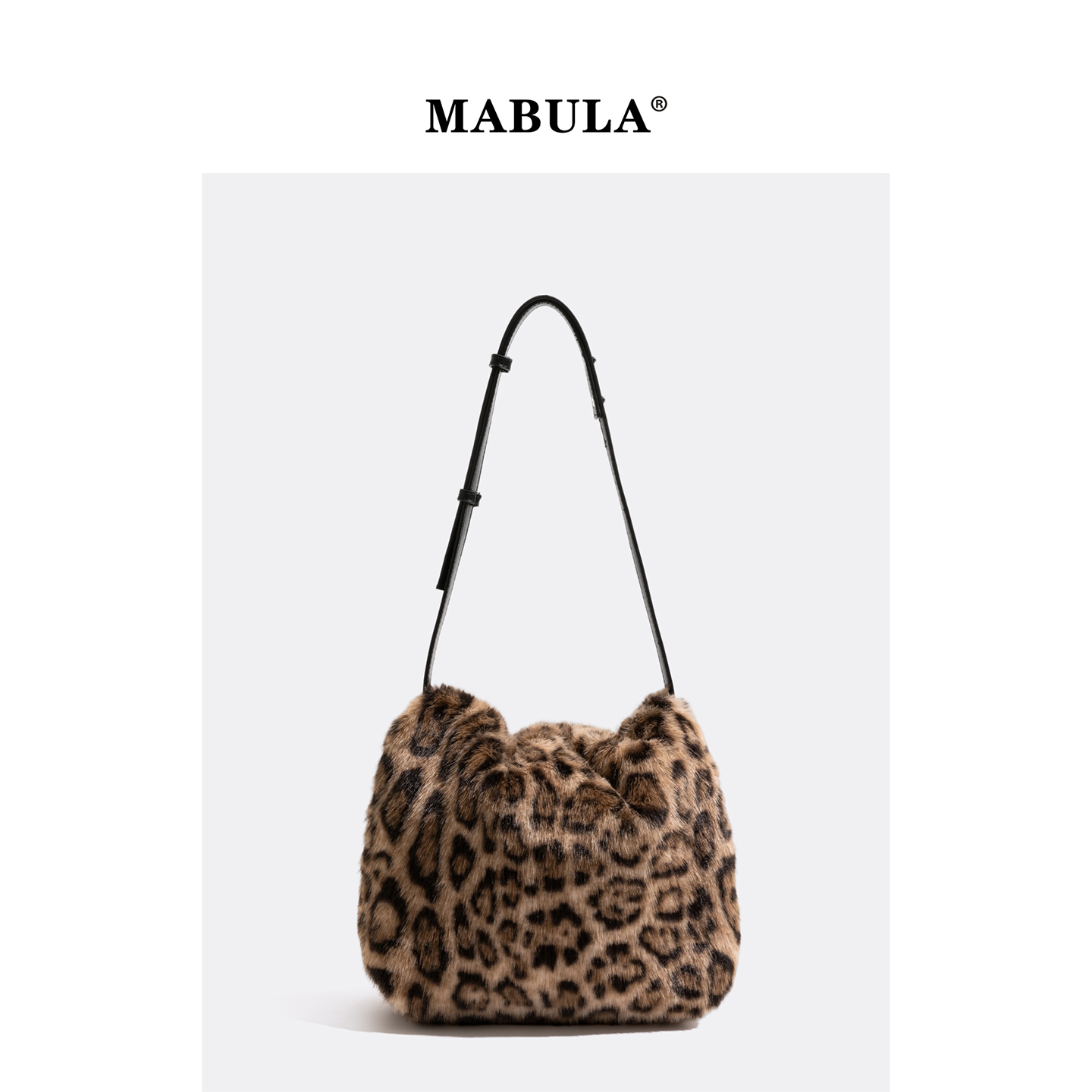 MABULA韩系慵懒豹纹毛绒单肩包