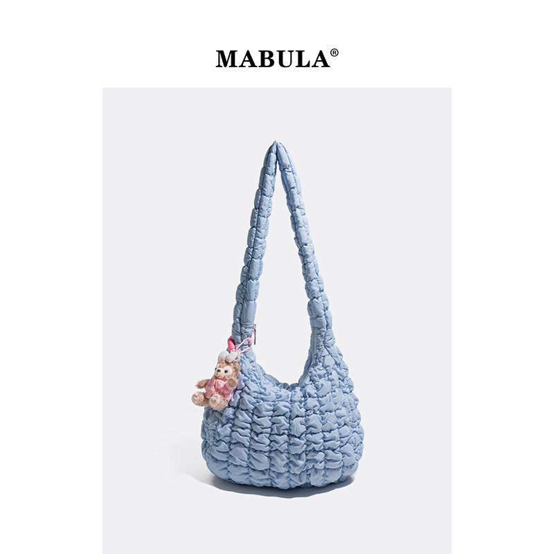 MABULA韩系小众褶皱云朵泡芙包包女式2025冬季百搭单肩斜挎托特包,箱包皮具/热销女包/男包,腋下包,淘宝优惠券,粉丝福利购,淘宝优惠卷
