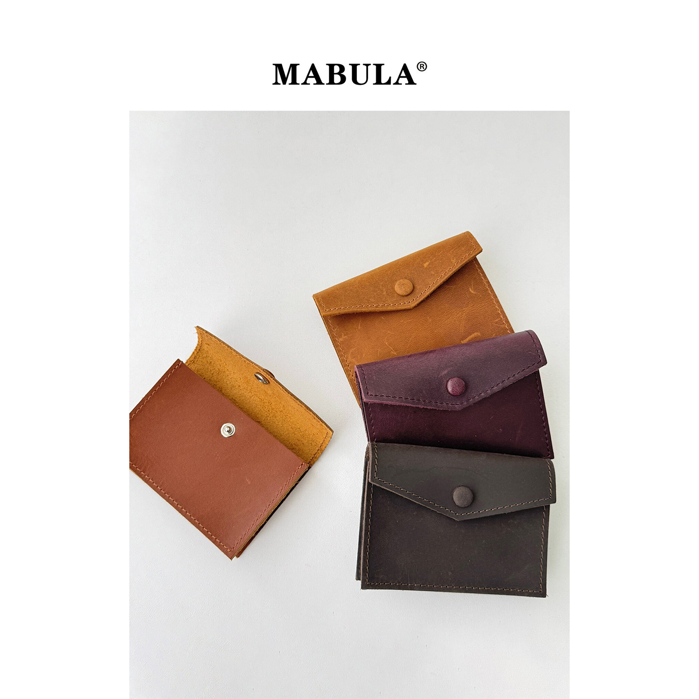 MABULA复古美拉德色系真皮卡包男女2026春季迷你零钱包便携证件包,箱包皮具/热销女包/男包,卡包,淘宝优惠券,粉丝福利购,淘宝优惠卷