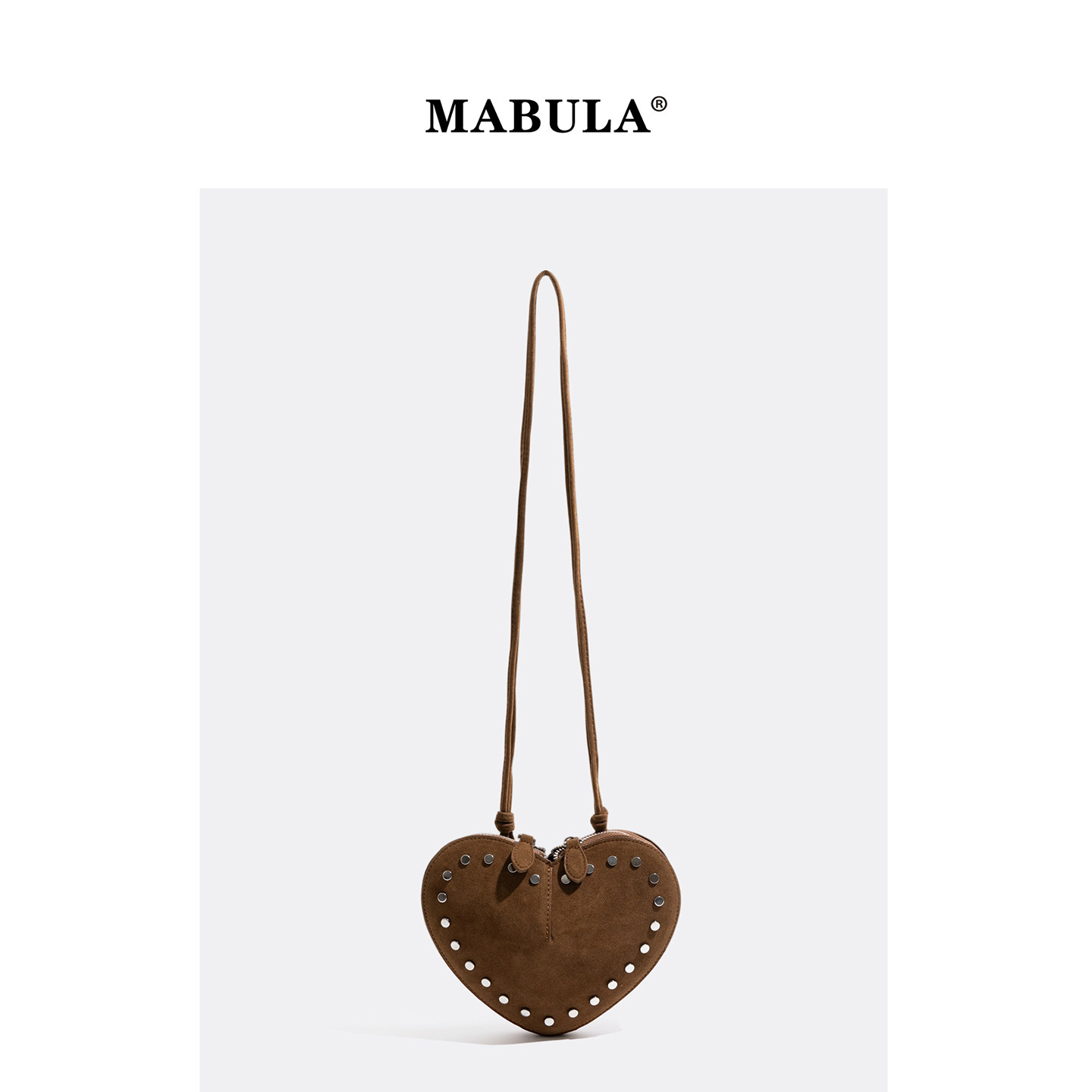 MABULA麂皮绒斜挎包复古女包2025新款秋冬铆钉爱心包单肩包手提包,箱包皮具/热销女包/男包,单肩包,淘宝优惠券,粉丝福利购,淘宝优惠卷