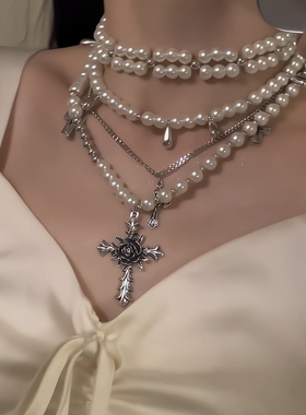 珍珠合集！玫瑰花珍珠项链女高级感锁骨链轻奢小众设计颈链配饰