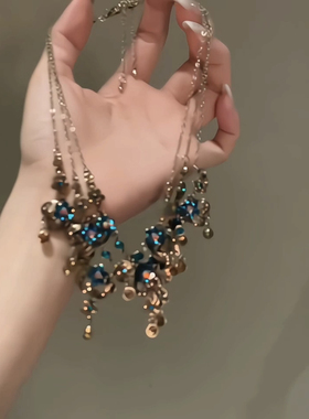 世纪晚宴!中古vintage爱心吊坠项链复古宫廷高级感重工做旧锁骨链