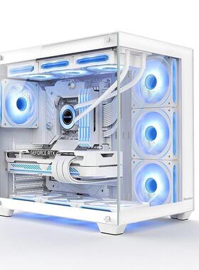 航嘉 s980海景房全景版电脑机箱无立柱台式主机atx白色360水冷s960