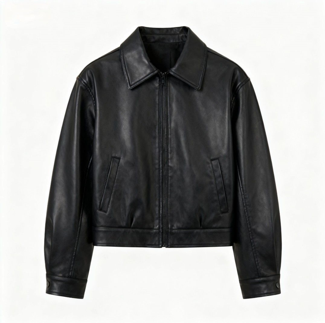 thumbnail for Left black small size leather head gold zipper black batch jacket 44120722