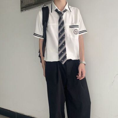 jk制服原创设计风情侣短袖衬衫