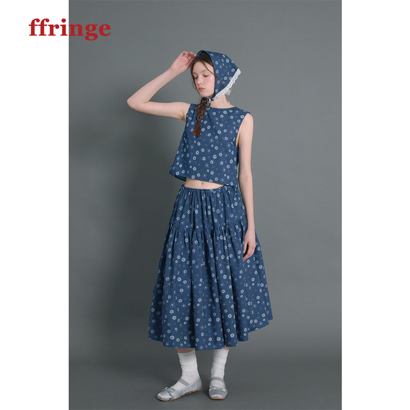 ffringe 原创设计直筒无袖后开襟背心牛仔套装