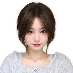 刘海假发女片头顶补发增发量蓬松真发全真人发遮白发假发片假刘海