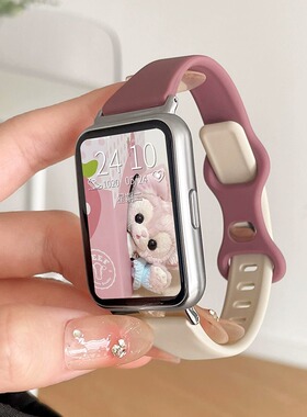 适用华为watch fit2/3表带Fit4硅胶反扣撞色华为fit表带watchfit3雅致new替换表带男女款时尚夏天透气小红书