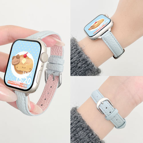 拼色荔枝纹皮质华为fit4表带北想