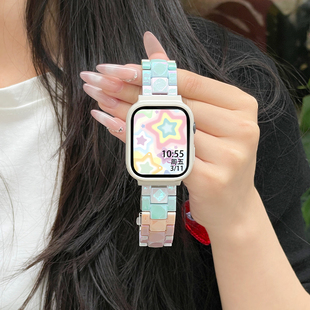 适用华为fit3手表带新款 三珠树脂fit2女生华为智能运动手表表链watchfit夏天炫彩FTI3代透气new表壳