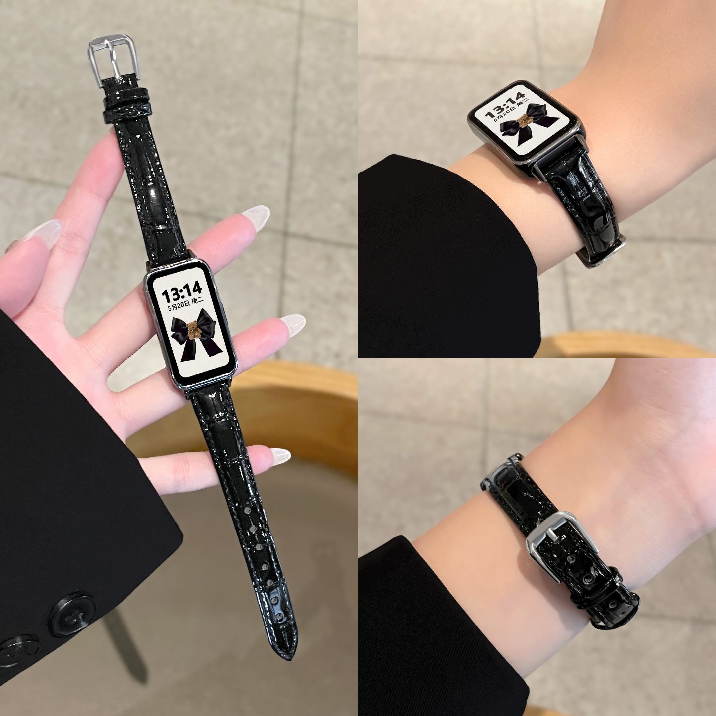 真皮竹节纹华为手环表带psnld