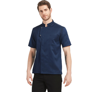 赢信厨师服夏季立领男长短袖酒店大厨工作服定制印logo厨师工作服