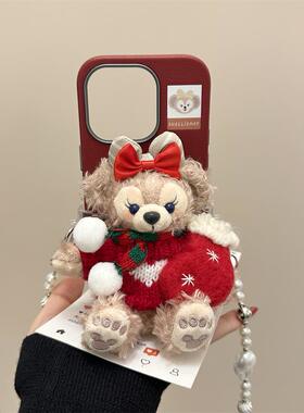 红色蝴蝶结圣诞袜玫玫背夹适用ihone16promax苹果15pro手机壳14新