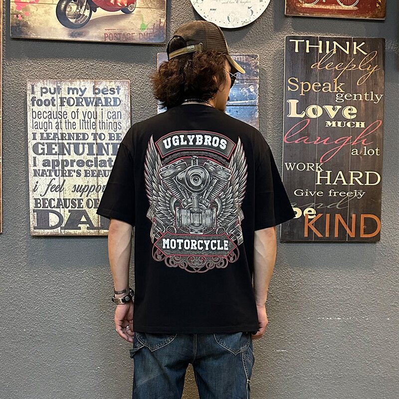 uglybros机车赛车T恤纯棉透气