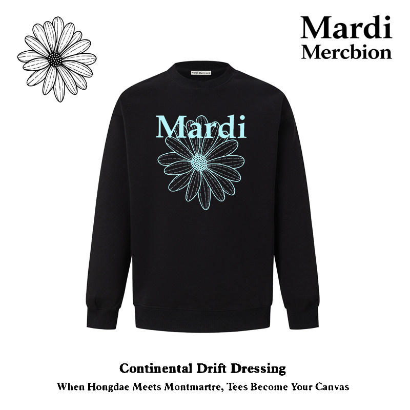 Mardi Mercredi韩国正品小雏菊字母印花宽松休闲圆领卫衣女款上衣