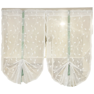 欧式罗马帘窗帘免打孔扇形阳台透光门帘短帘柜帘幔头帘提拉纱帘