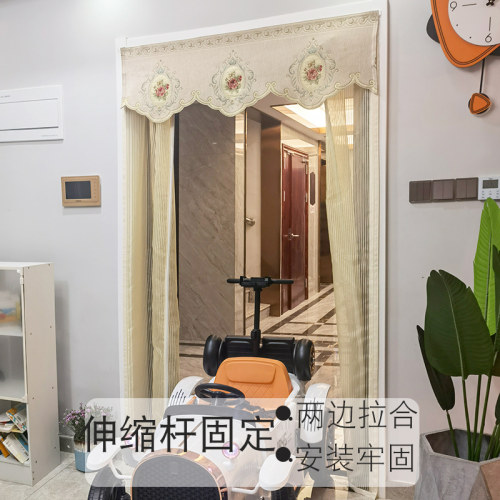 伸缩杆推拉式门帘纱门免打孔防猫