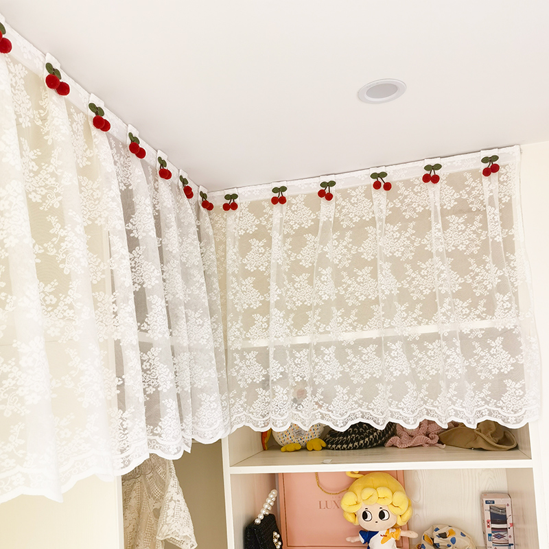 衣帽间防尘帘书柜遮丑帘遮挡帘百褶窗帘百叶纱白色弧形柜子墙角