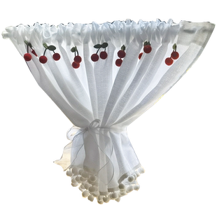 不透人飘窗免打孔纱帘绷纱玻璃门帘魔术贴内开窗美式隔断帘窗帘