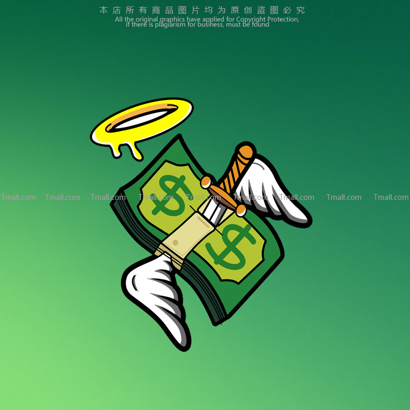 美金美元天使个性车贴钞票美刀usdollar摩托车身玻璃装饰反光贴画