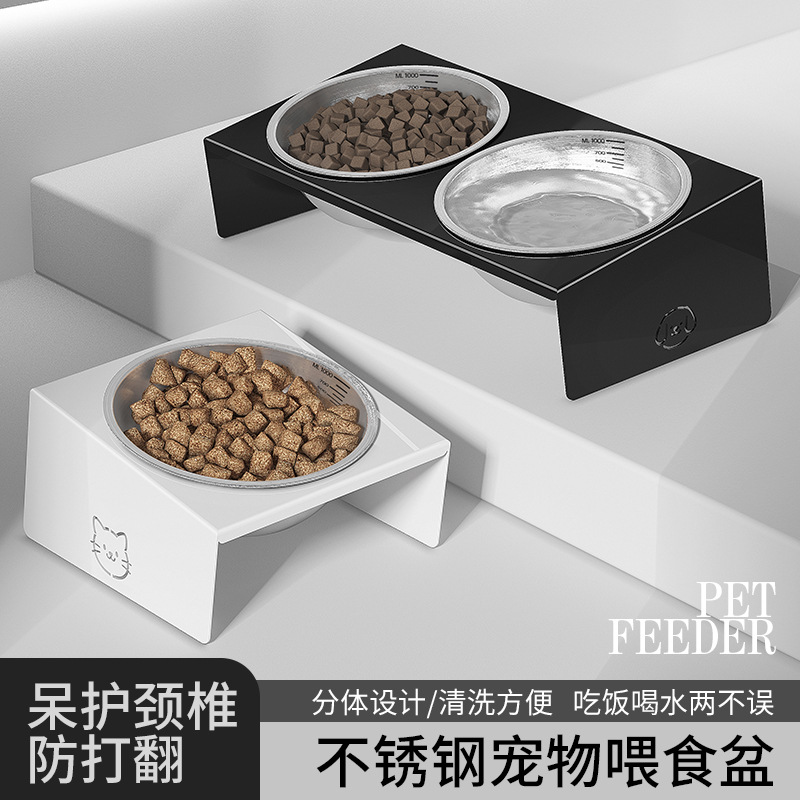 不锈钢防打翻大容量猫狗碗