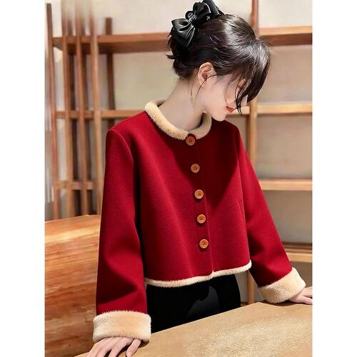 时髦加厚国风减龄棉服外套女冬季