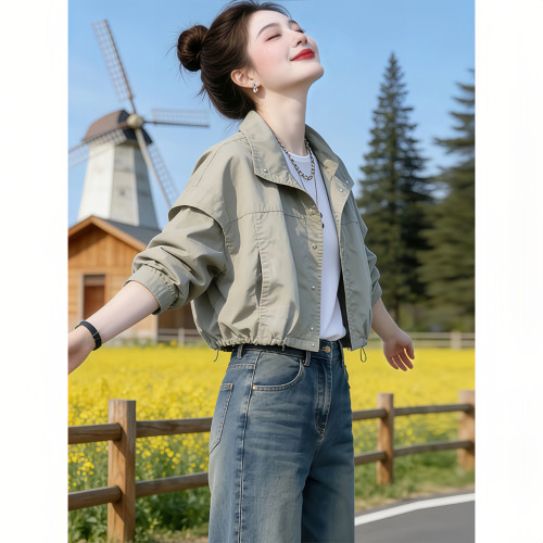 韩系短款风衣外套女春秋爆款