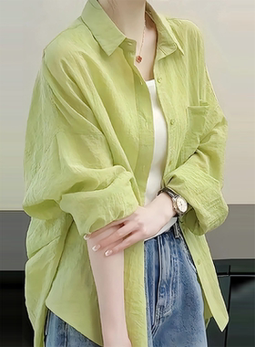 薄荷绿色防晒衬衫高级衬衣女2026新款夏季流行穿搭绝美多巴胺上衣