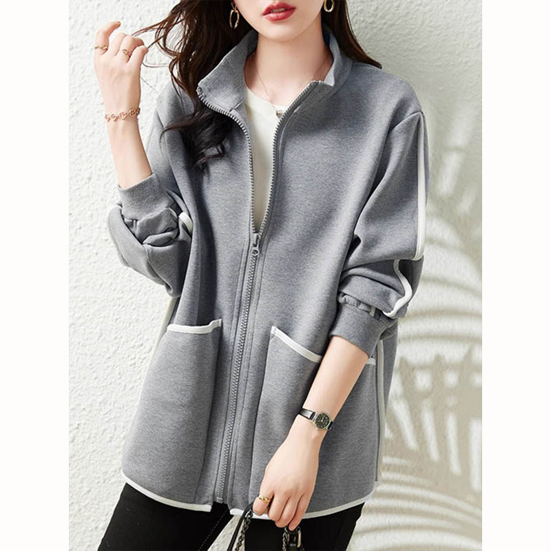 运动休闲外套女春秋2026新款欧货爆款棒球服夹克大码胖mm开衫卫衣