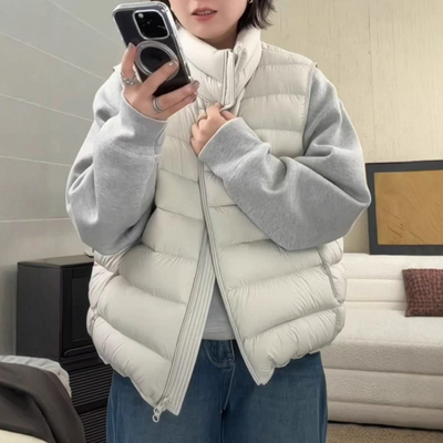 韩版立领排骨短款羽绒棉马甲女