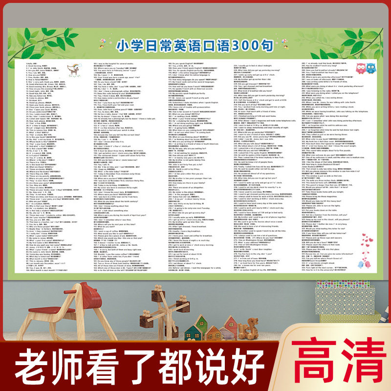 小学生日常英语口语300句小初升英语学习知识点汇总挂图墙贴海报