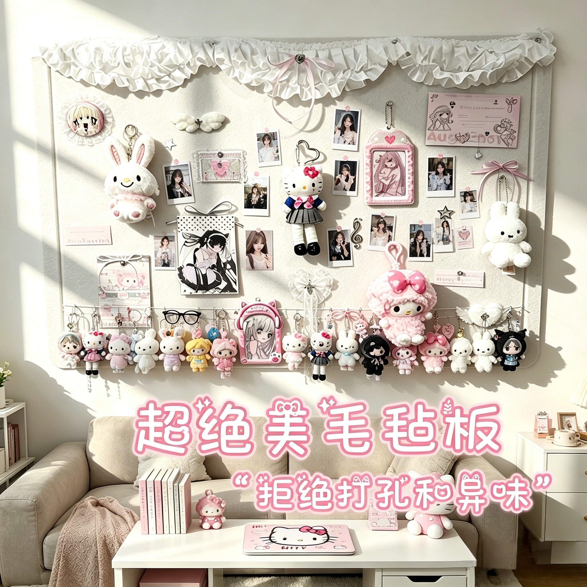 毛毡板展示墙拍立得照片墙